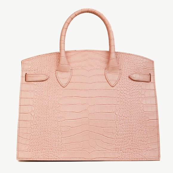 Teddy Blake Kate Croco 12" Nude Pink Leather Tote - Picture 4 of 11